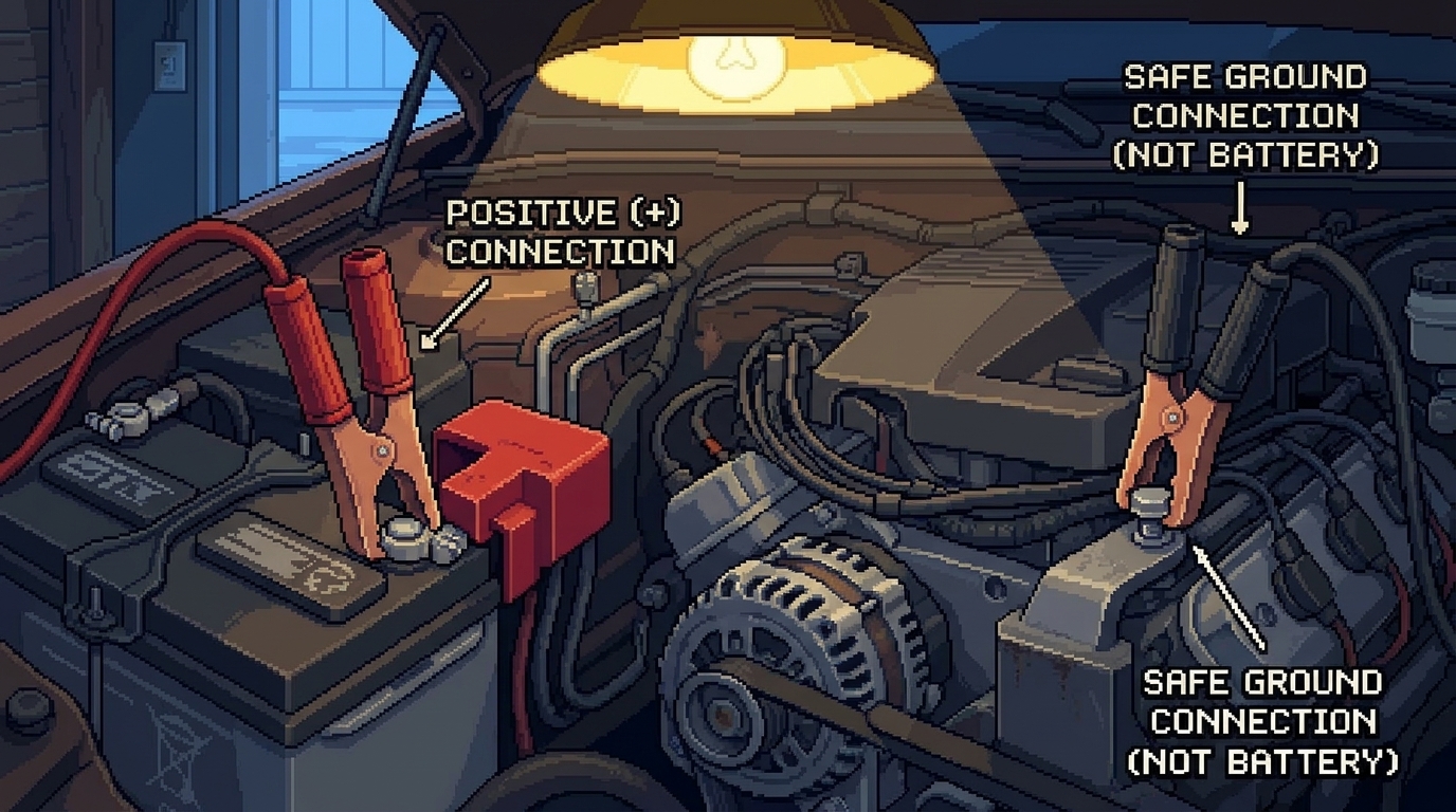 Safe Jump Starting: Proper Chassis Ground Connection (Not Battery Negative)